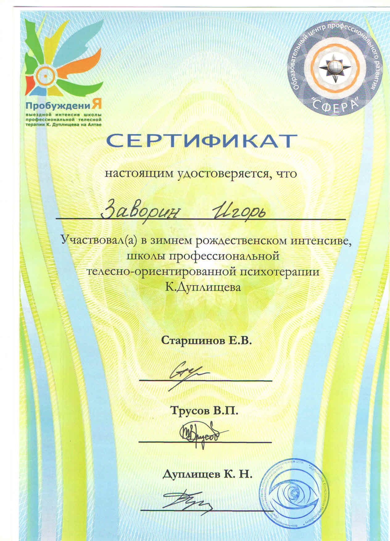 Диплом или сертификат 10
